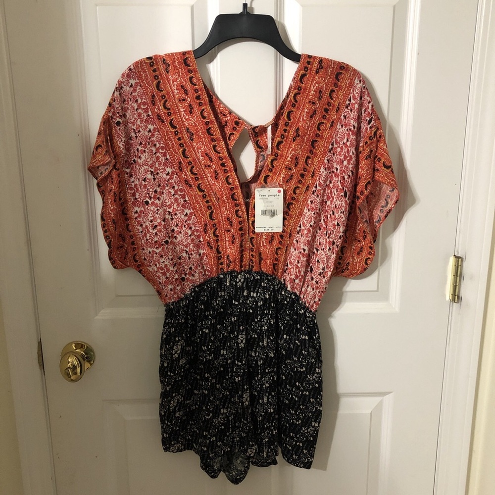 Free People orange and black romper